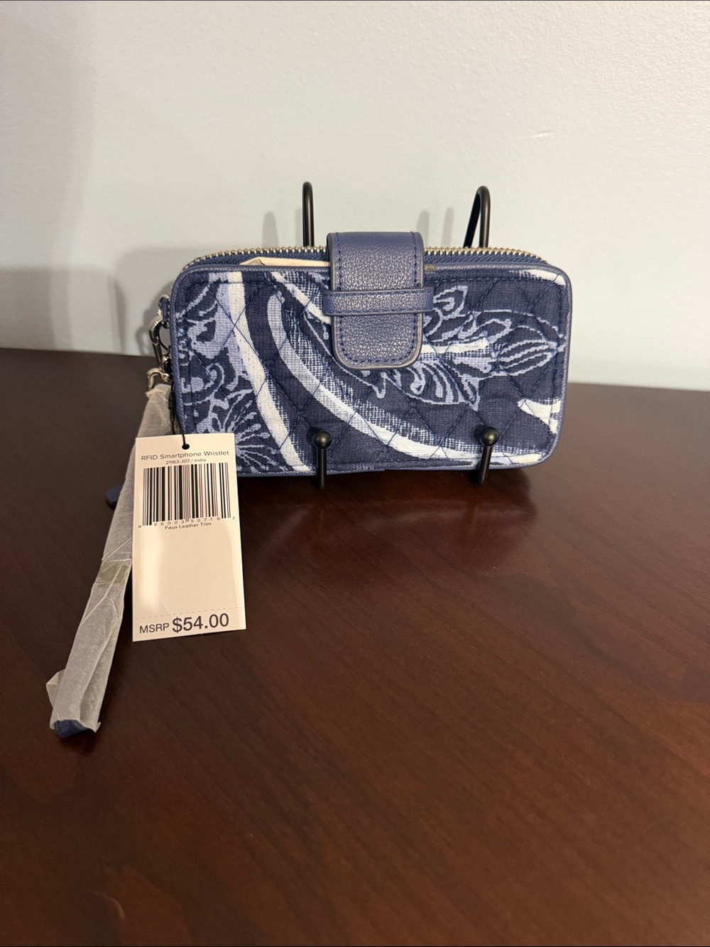 Vera Bradley Blue Printed RFID Wristlet Phone Wallet